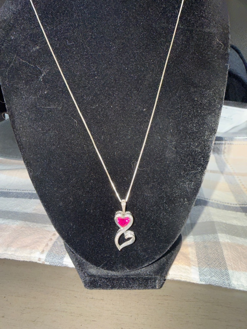 Stirling Silver Heart Pendant Necklace with Garnet Gemstone